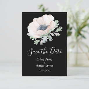 Save The Date Floral Moderne Noir Chic Simple
