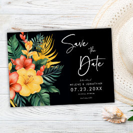 Save The Date Floral Noir Botanique Mariage tropical