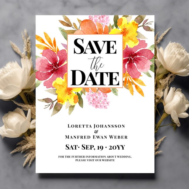 Save the Date floral Postkarte (Von Creator hochgeladen)