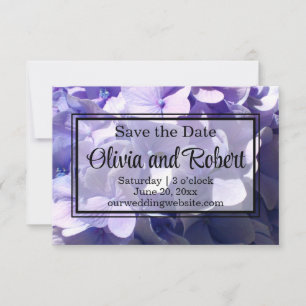 Save The Date Floral pourpre hydrangée violette fleur pourpre