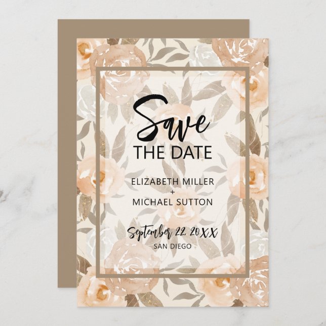 Save The Date Floral QR Code Mariage Enregistrer La Date (Devant / Derrière)