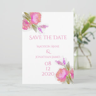 Save The Date Floral rose Élégant Personnalisé Plutôt Chic