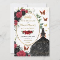 Floral Rose rouge et noir Quinceañera