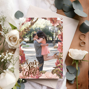 Save The Date Floral rose Rustique photo