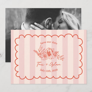Save The Date Floral Rose Stripe Botanique Enregistrer La Date P