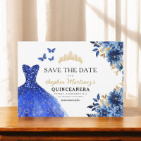 Floral Royal Blue Princess Anniversaire Quinceaner