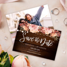 Save The Date Floral Rustic Bois et String Mariage