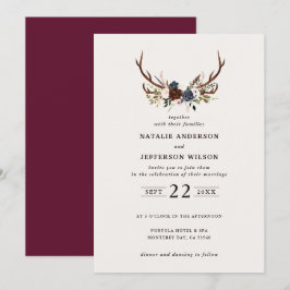 Save The Date Floral rustique et bois marine mariage bordeaux