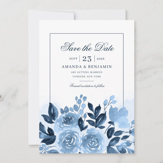 Save The Date Floral Script Aquarelle Bloom Rustique Mariage (Devant)