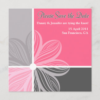 Save The Date Floral Sweep Pink Grey S'il vous plaît enregistrer