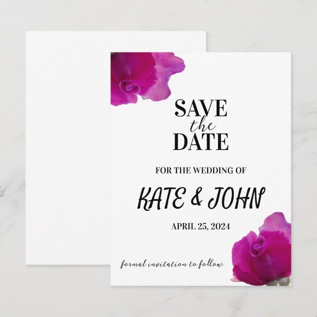 Save The Date Floral violet (Devant / Derrière)