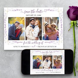 Save The Date Floral violet et Confetti 3 Mariage photo