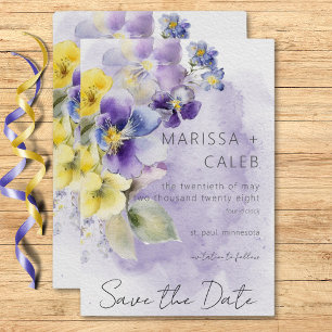 Save The Date Floral violet et jaune Mariage moderne