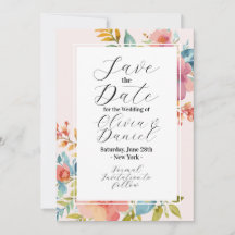 Save The Date Florale Sommerblumen Rosa Blau