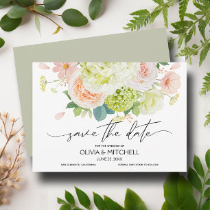 Save The Date Florales élégantes sur Mariage Sage