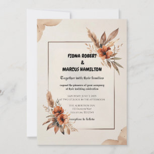 Save The Date Florales en terre cuite rustique et Mariage en her