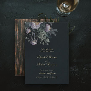 Save The Date Florales Moody Romantique foncé Vintage Mariage Pe