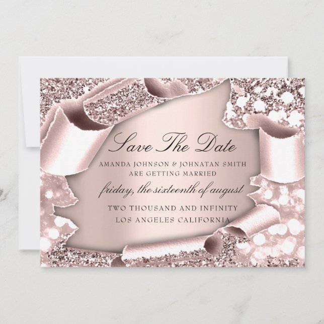 Save the Date Florals Rose 3D Royal Initials (Vorderseite)