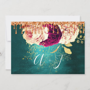 Save the Date Florals Rose Wreath Orange Tropfen