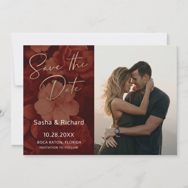 Save The Date Flore de rubis foncé (Devant)