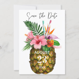 Save The Date Flore hawaïenne tropicale et ananas jaune