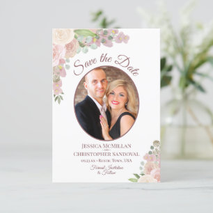 Save The Date Flore rose vif Élégant Boho Mariage Photo