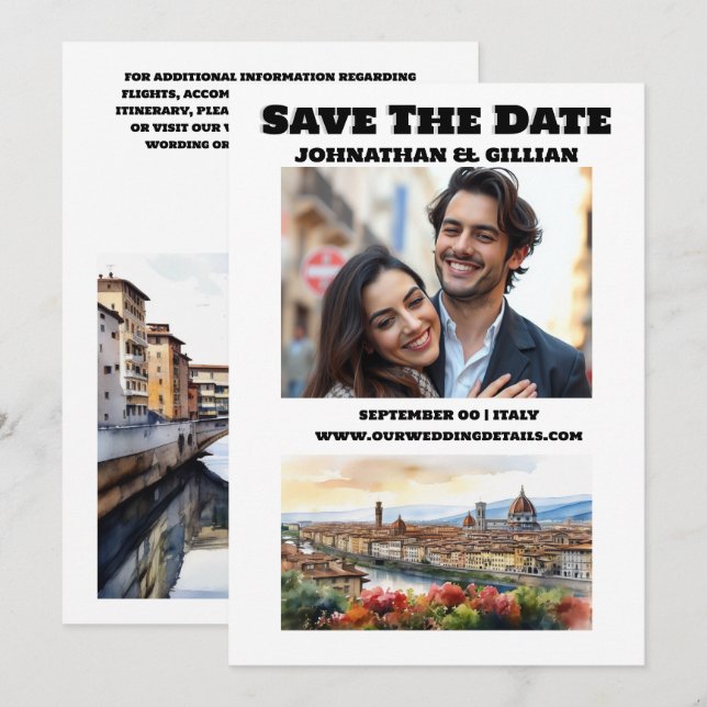 Save The Date Florence mariage destination couples photo Italie (Devant / Derrière)