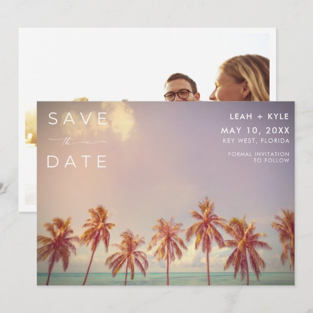 Save The Date Floride Beach Destination Mariage Photo (Devant / Derrière)