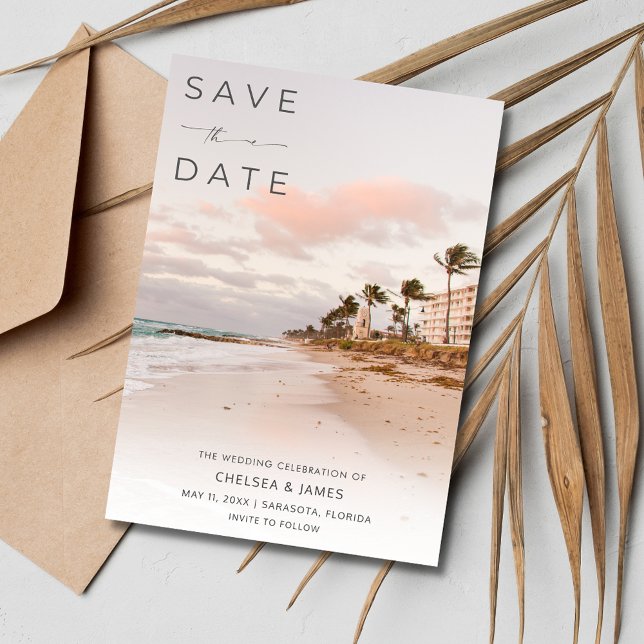 Save The Date Floride Beach Destination Mariage Photo (Florida Beach Destination Wedding Photo Save The Date)