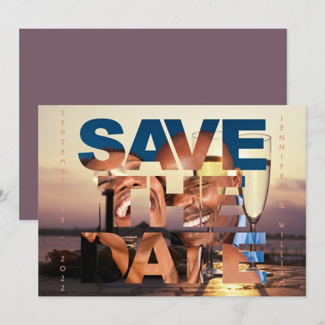 Save The Date Flutes de Champagne Coucher de soleil romantique M (Devant / Derrière)