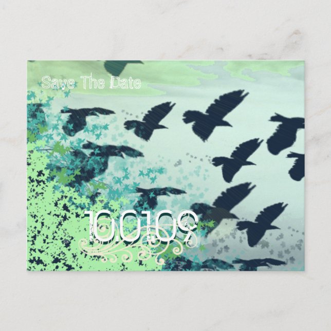 Save the Date - Flying Birds - Ankündigungspostkarte (Vorderseite)