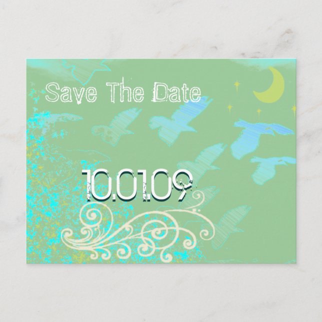 Save the Date - Flying Birds - Ankündigungspostkarte (Vorderseite)