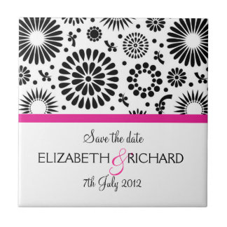 Save the Date Folk Black White Flower Boho Wedding Fliese