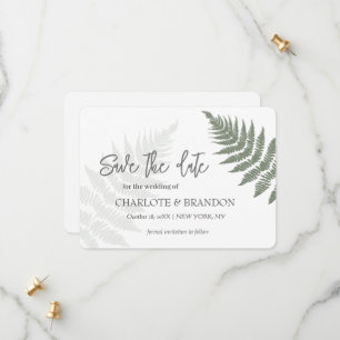 Save The Date Forest Green Ferns Mariage extérieur