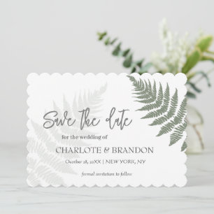 Save The Date Forest Green Ferns Mariage extérieur