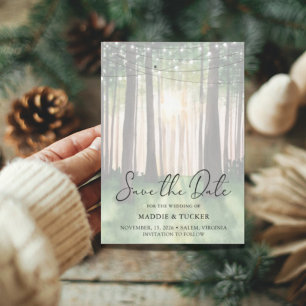 Save The Date Forêt d'hiver   Rustic Lights Photo Enregistrer la