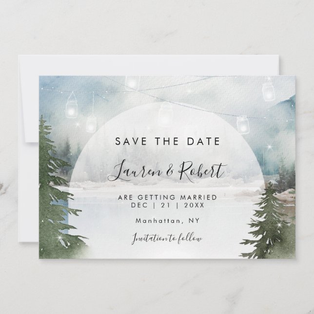 Save The Date Forêt hivernale rustique Enregistrer l'invitation  (Devant)