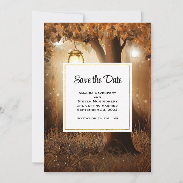 Save The Date Forêt magique avec Fairy Lights Mariage (Devant)