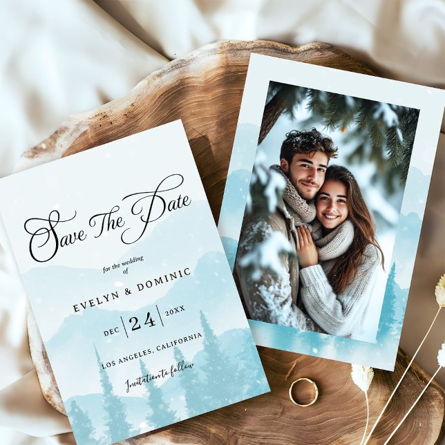 Save The Date Forêt neigeuse Mariage d'hiver Photo (Créateur téléchargé)