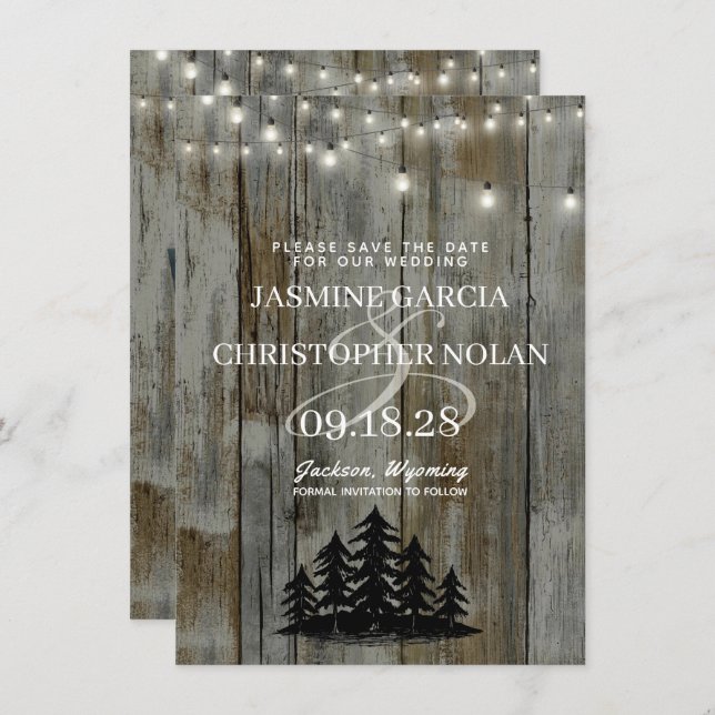 Save The Date Forêt Noire rustique (Devant / Derrière)