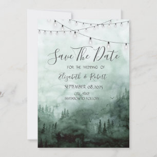 Save The Date Forêt, Pins Arbres, Chaîne Vert Lumière Enregistre