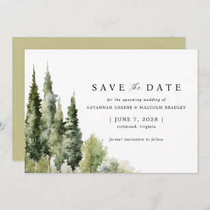 Save The Date Forêt rustique Moderne Mariage extérieur verdoya