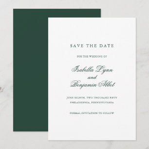 Save The Date Forêt traditionnelle Vert Formel Mariage élégant