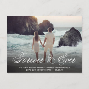 Save the Date Forever & Ever Wedding Foto Script Ankündigungspostkarte