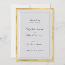 Save The Date Formal Modern Classic Elevated Gold Ivory Wedding
