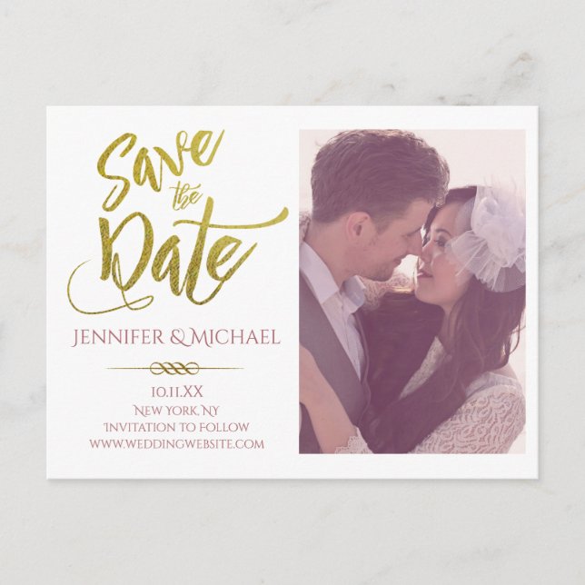 Save the Date Foto Ankündigungspostkarte (Vorderseite)