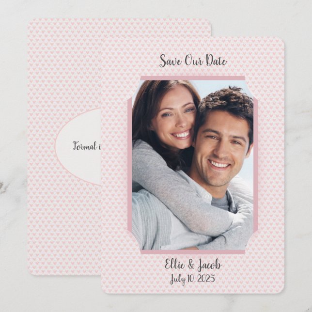 Save the Date Foto auf Herz Einladung (Vorne/Hinten)
