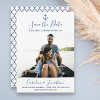 Save the Date Foto Classic Blue Nautical Anchor