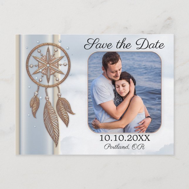 Save the Date Foto Dreamcatcher Postkarte (Vorderseite)