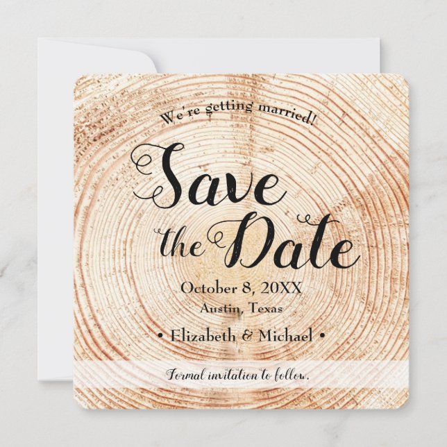Save the Date Foto Einladung Holz rustikale Hochze (Vorderseite)